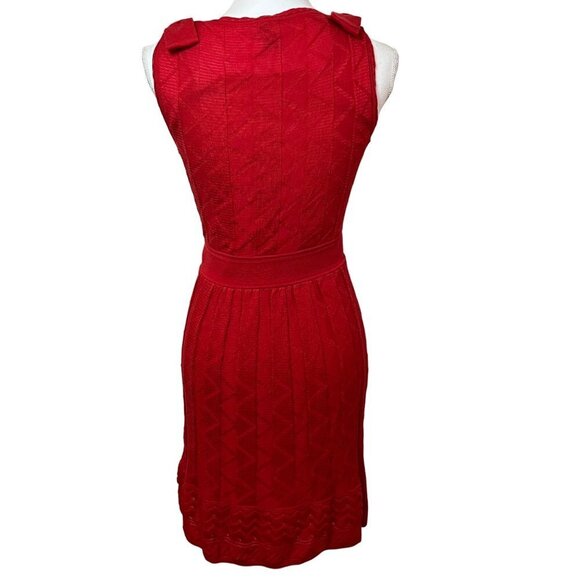 M by Missoni Red Zig Zag Bow Shoulder Knit Dress Fully Lined Size Small - Picture 3 of 13